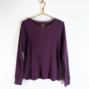 THE NORTH FACE Chabot crew Waffle knit thermal top in BlackBerry Womens - M